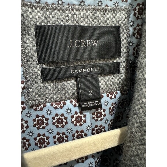 J. Crew Women Campbell Blazer Sz 2 Grey Tweed 100% Wool Jacket One Button Lined - Picture 4 of 10
